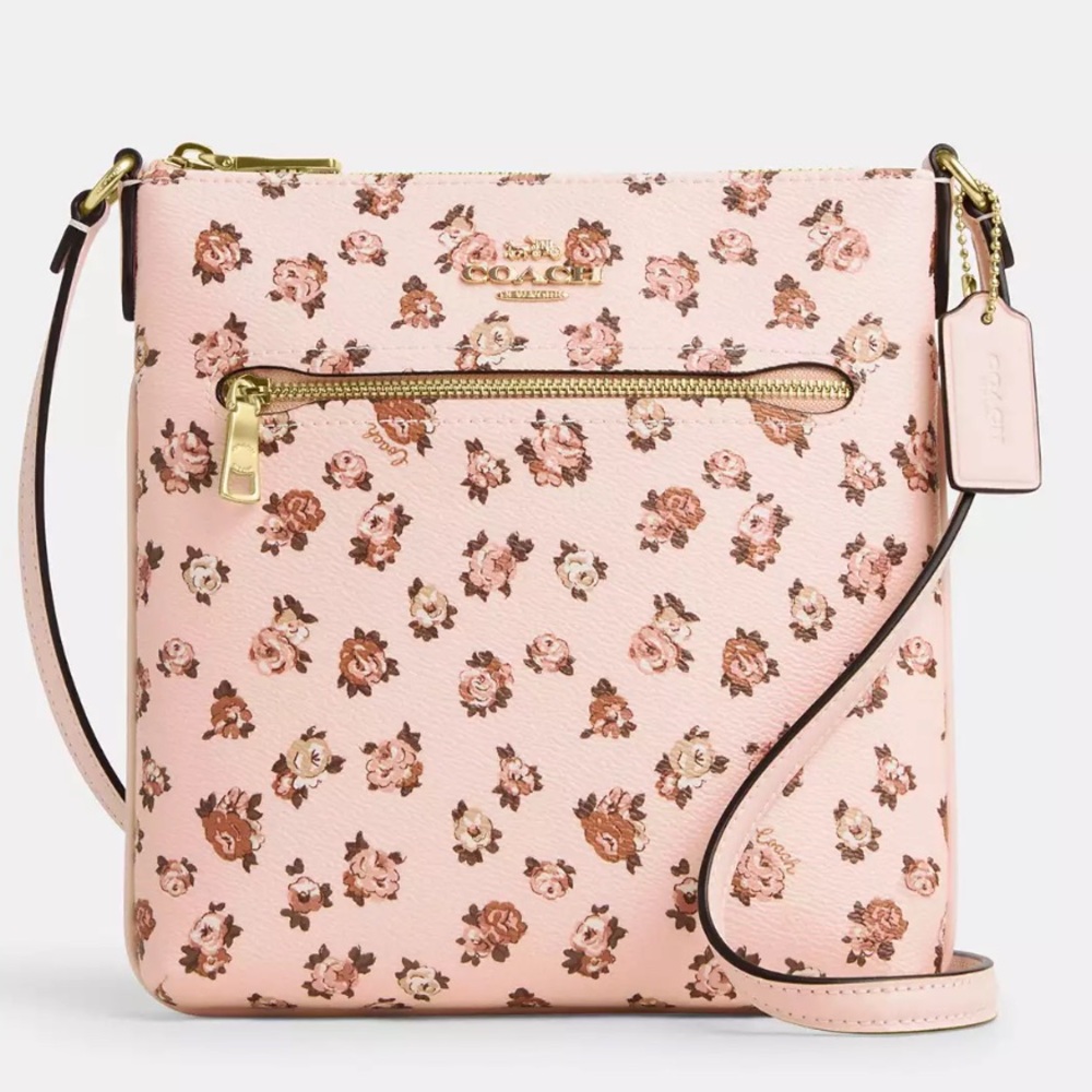 Coach Mini Rowan File Bag With Rose Print nwt in packaging